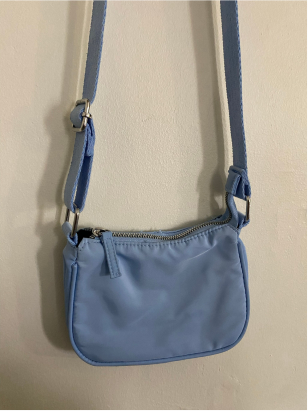 Baby blue mini shoulder purse